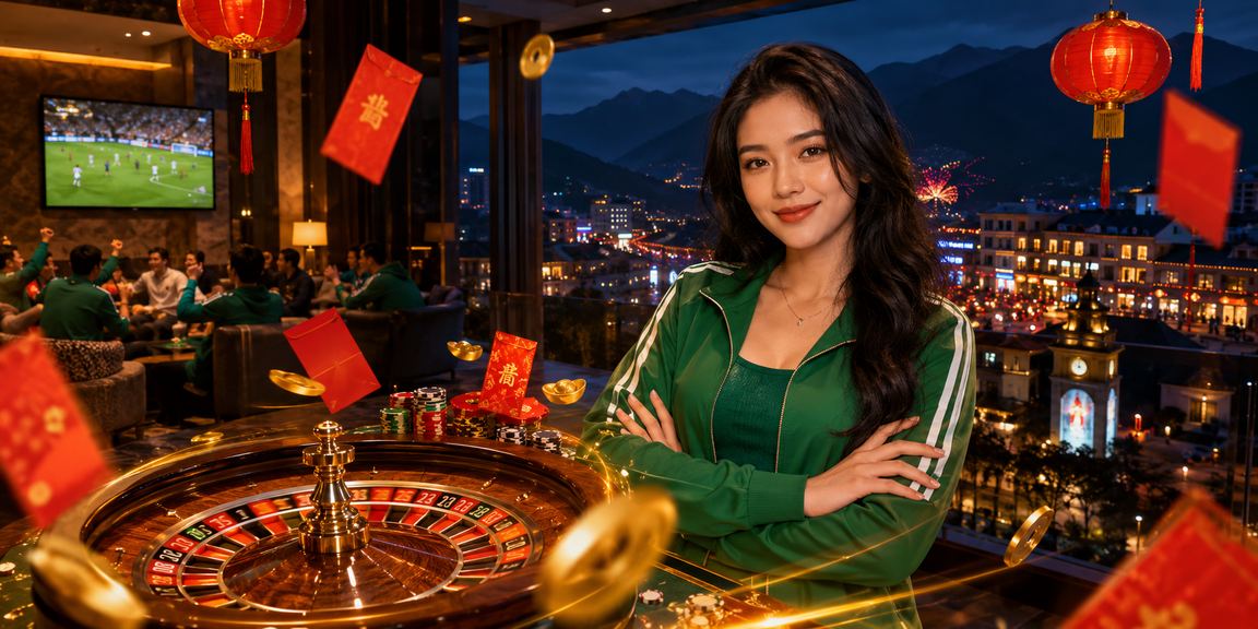 Bàn roulette phong cách Việt Nam với đèn lồng trang trí – không khí casino trực tuyến sinh động